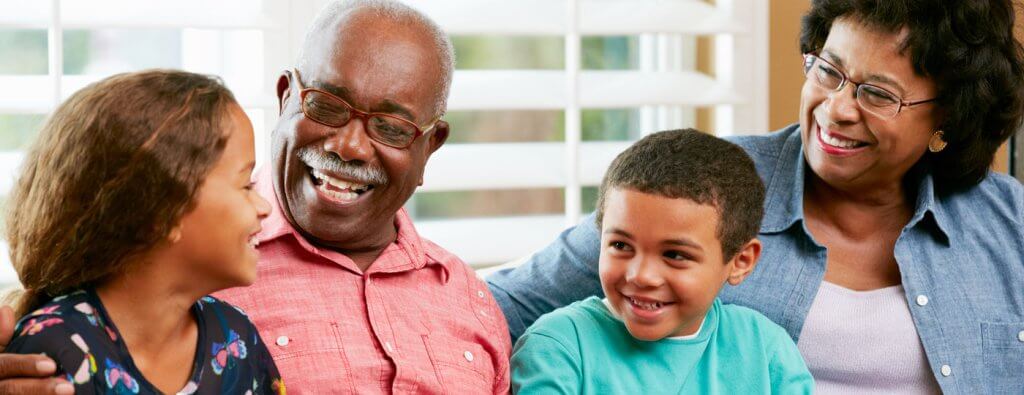 Grandparents sat down with their grandchildren.