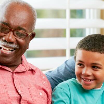 Grandparents sat down with their grandchildren.