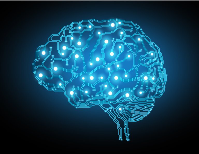 Blue human brain icon.