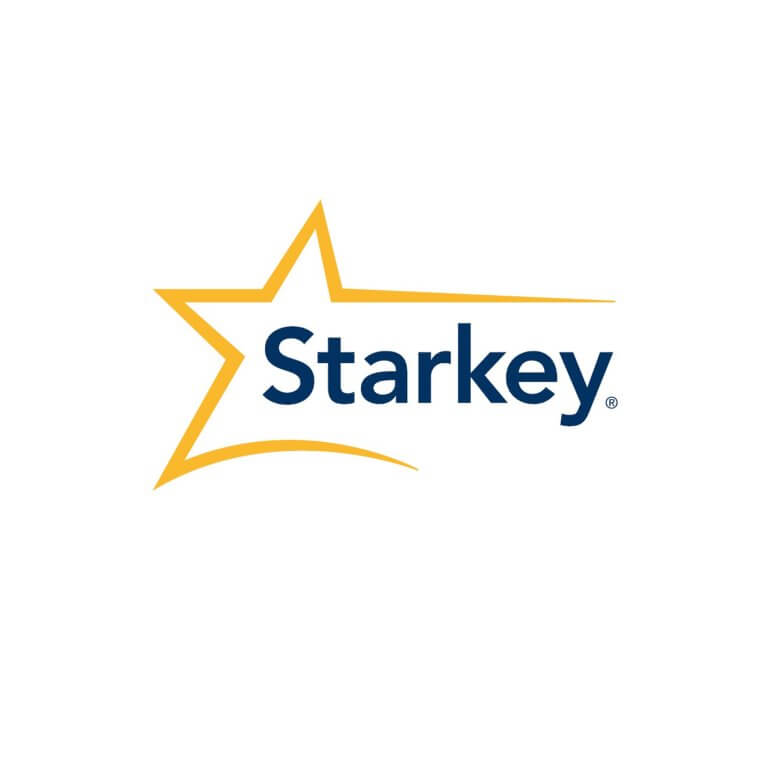 Starkey, the hearing aids' brand, logo.