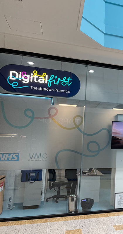 Front of the "Digital First | The Beacon Practice" shop.