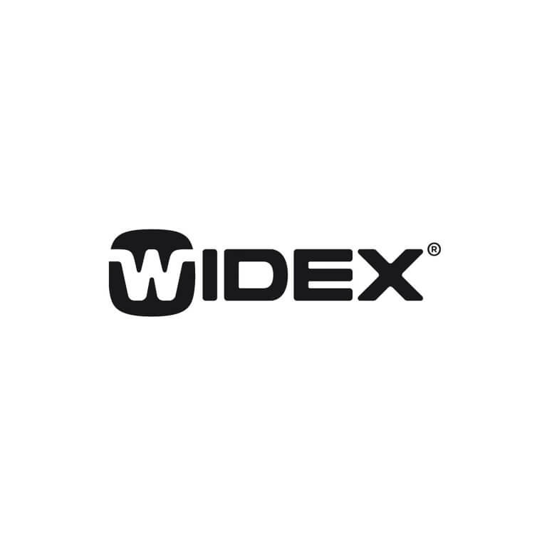 Widex, the hearing aids' brand, logo.