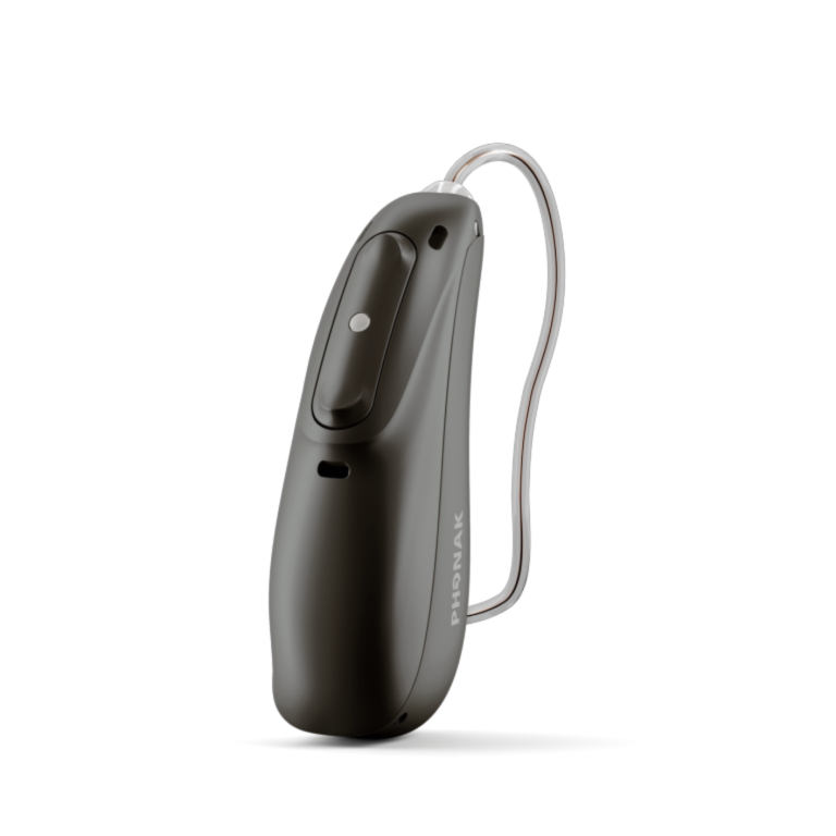 A Phonak Audéo Lumity hearing aid.