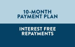 10-month payment plan banner saying 'interest-free repayments'.