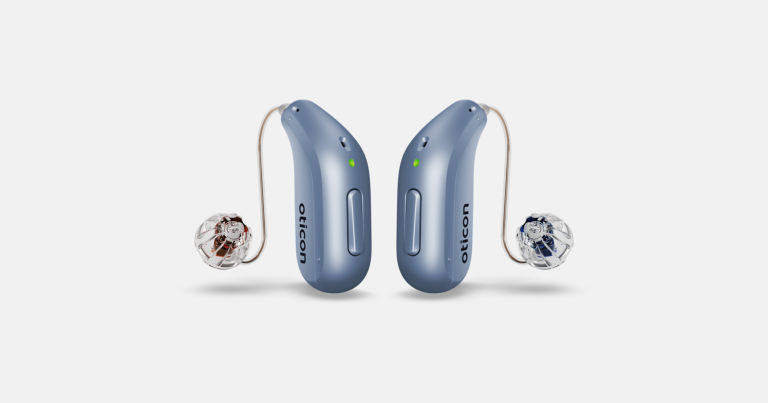 Oticon Intent miniRITE rechargeable hearing aid.