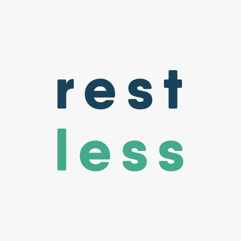 Rest Less logo on a light grey background.