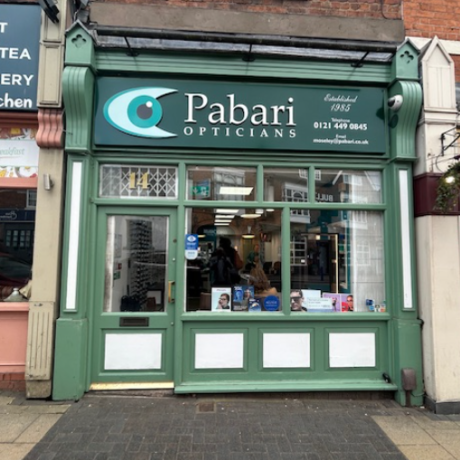 THCP Moseley. Based within Pabari Opticians. Front of Practice.