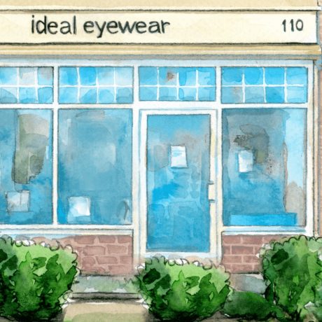 Drawing of the Ideal Eyewear front shop.