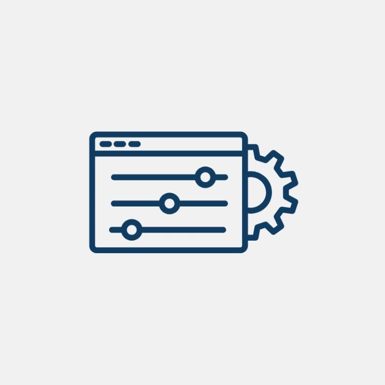 Icon showing a gear and a adjustment tab.