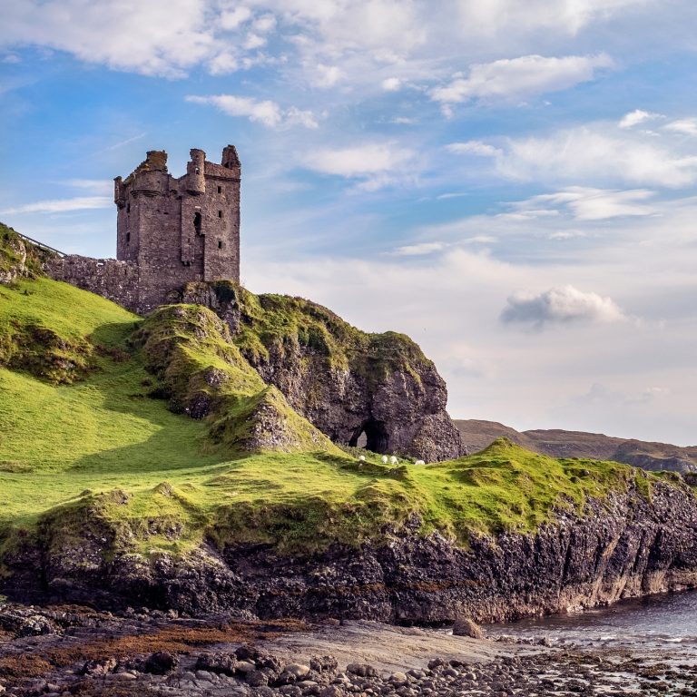 Ruins of an old castle in Scottish Highlands, Scotland.